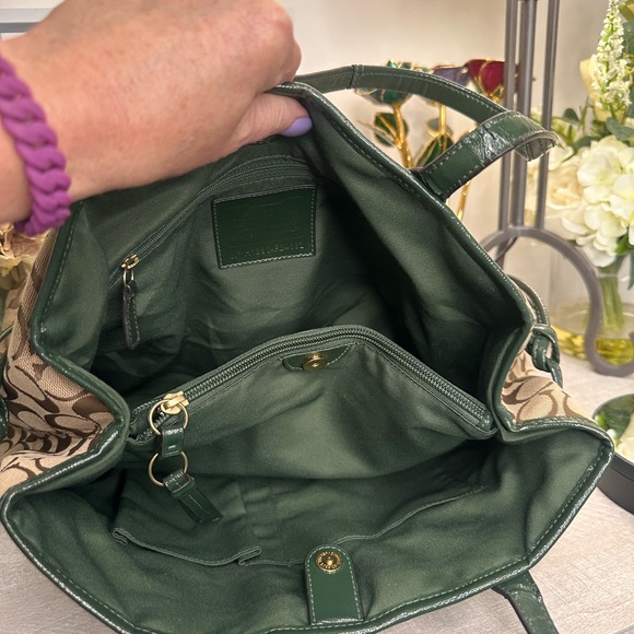 Coach 1941 Green and Tan Signature Tote Bag 2013 - Picture 4 of 10